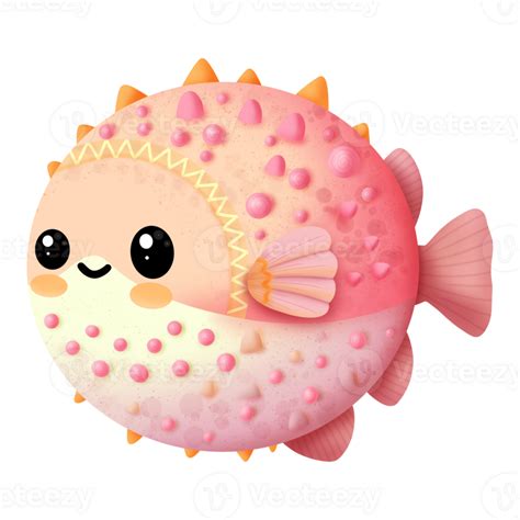 Cartoon Puffer Fish PNG Images .